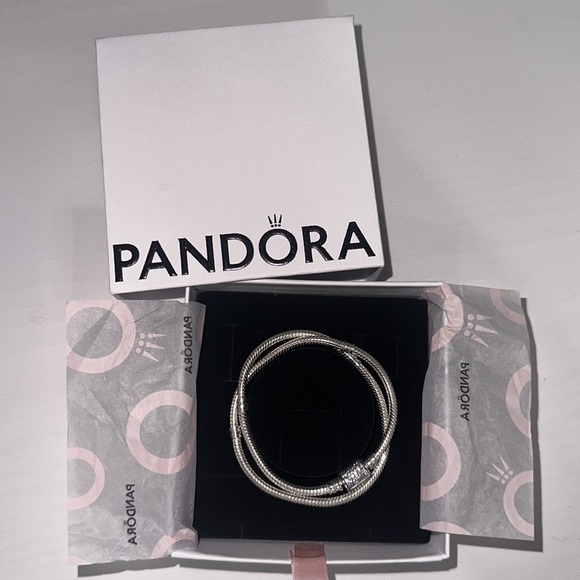 Pandora Moments Double Wrap Barrel Clasp Snake Chain Bracelet/Necklace - Picture 4 of 5